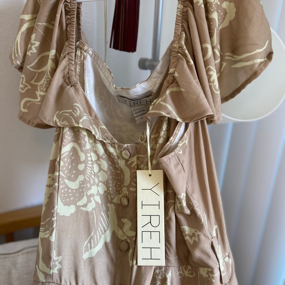 Yireh Indah rose maxi dress in watercolor nude NWT